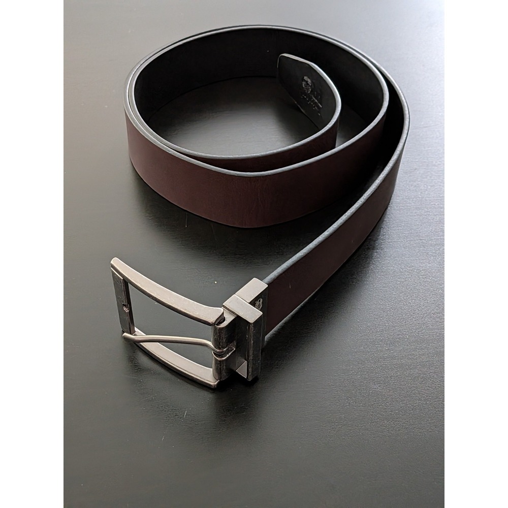 Timberland Pro Black + Brown Leather Dress Belt Reversible Size 42 Men's